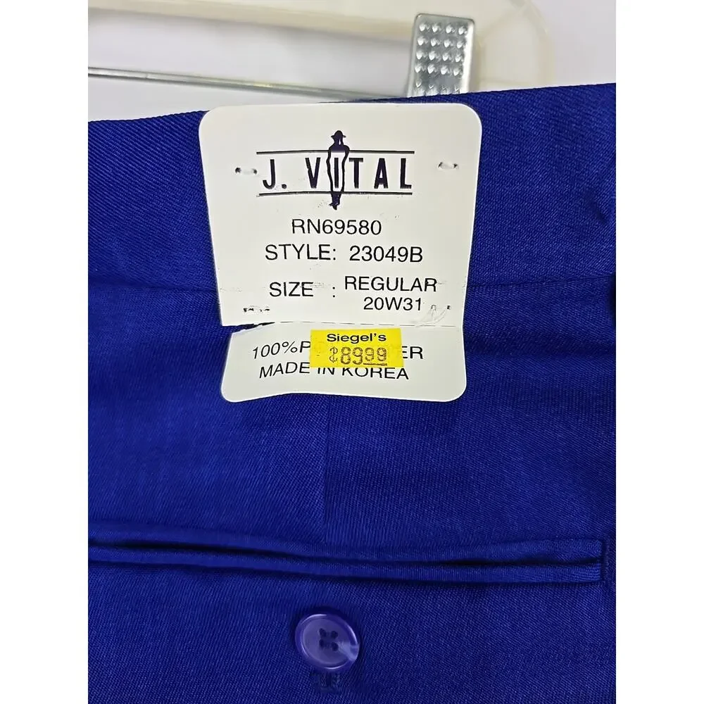 J.‎ Vital Boys 2 PC Formal Dress Suit Royal Blue Jacket 20R Pants 31 - NWT